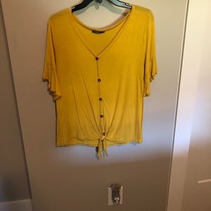 Yellow tie front top